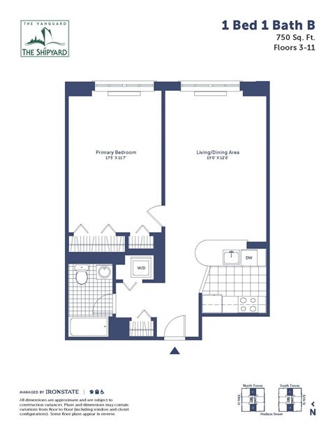 a floor plan of a 1 bed 1 bath b apartment
